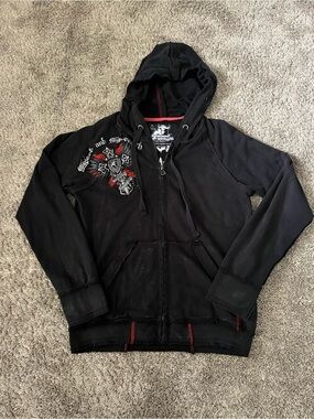 Speed And Strength distressed Zip Up Hoodie Embroidered Men Size S